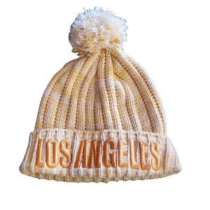 Los‎ Angeles Beanie cable knit embroidered white yellow